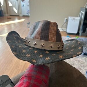 Kenny K Western Cowboy Hat USA Flag Stars & Stripes ST10 Adjustable Rim